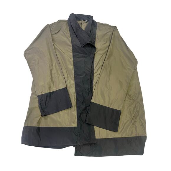 SUN KIM Drape Open Front Tunic Jacket Pockets Olive Green Black USA Size 3X - Picture 1 of 12